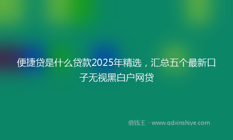 便捷贷是什么贷款2025年精选，汇总五个最新口子无视黑白户网贷