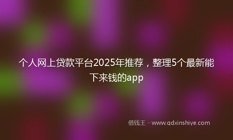个人网上贷款平台2025年推荐，整理5个最新能下来钱的app
