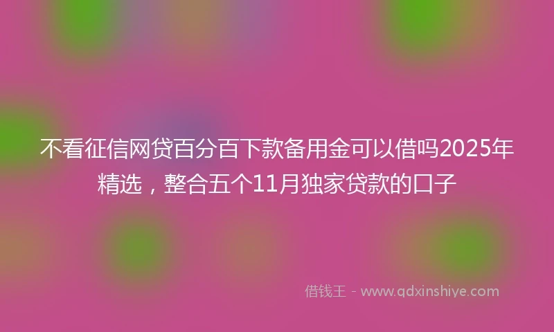 不看征信网贷百分百下款备用金可以借吗2025年精选，整合五个11月独家贷款的口子