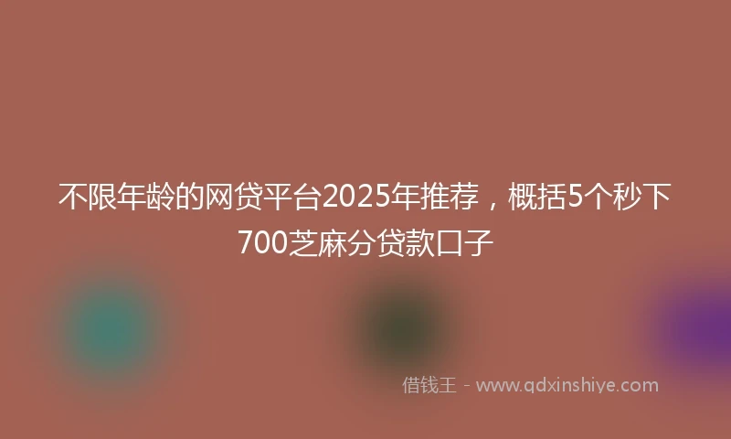 不限年龄的网贷平台2025年推荐，概括5个秒下700芝麻分贷款口子