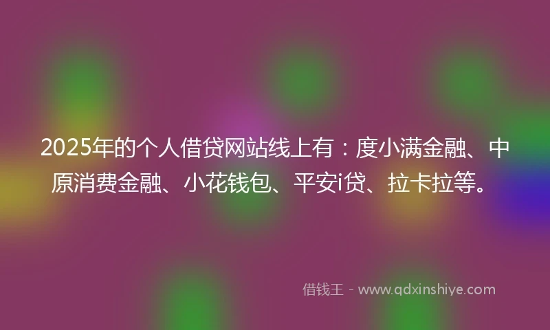 2025年的个人借贷网站线上有：度小满金融、中原消费金融、小花钱包、平安i贷、拉卡拉等。