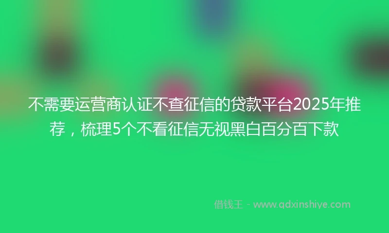 不需要运营商认证不查征信的贷款平台2025年推荐，梳理5个不看征信无视黑白百分百下款