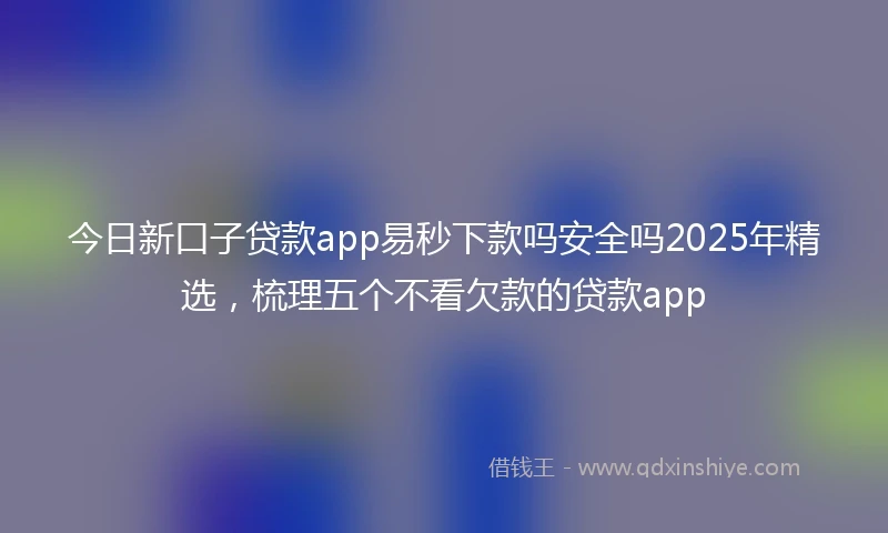 今日新口子贷款app易秒下款吗安全吗2025年精选，梳理五个不看欠款的贷款app