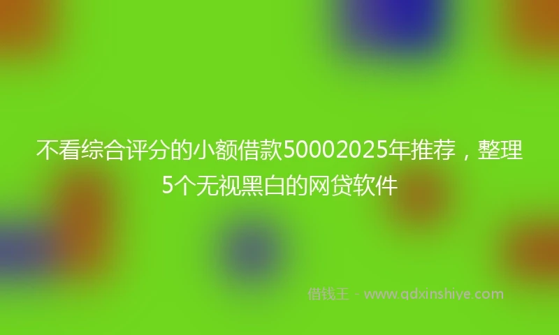 不看综合评分的小额借款50002025年推荐，整理5个无视黑白的网贷软件