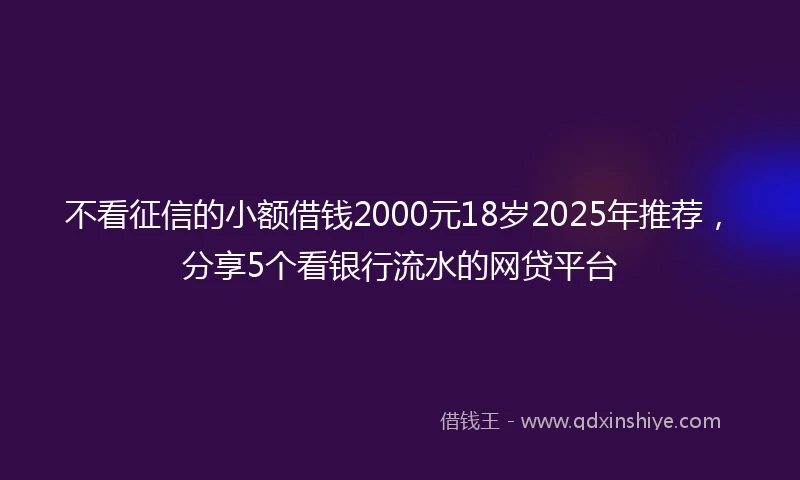 不看征信的小额借钱2000元18岁2025年推荐，分享5个看银行流水的网贷平台