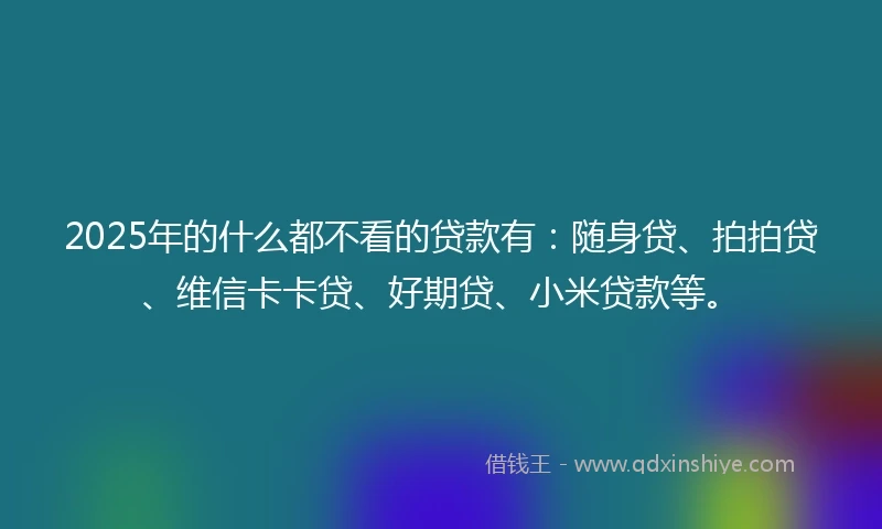 2025年的什么都不看的贷款有：随身贷、拍拍贷、维信卡卡贷、好期贷、小米贷款等。