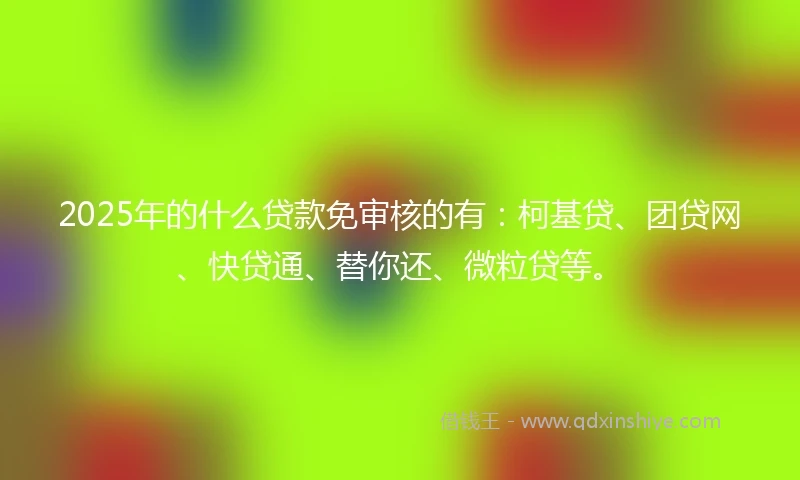 2025年的什么贷款免审核的有：柯基贷、团贷网、快贷通、替你还、微粒贷等。