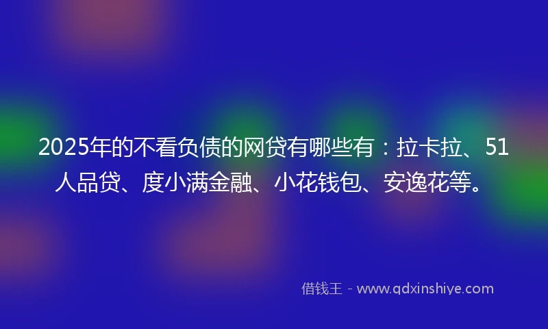 2025年的不看负债的网贷有哪些有：拉卡拉、51人品贷、度小满金融、小花钱包、安逸花等。