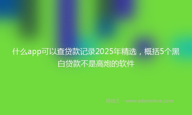 什么app可以查贷款记录2025年精选，概括5个黑白贷款不是高炮的软件