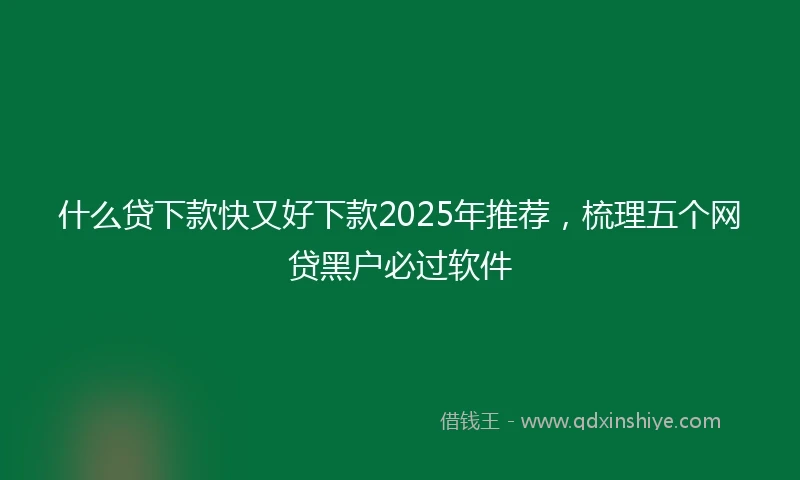 什么贷下款快又好下款2025年推荐，梳理五个网贷黑户必过软件