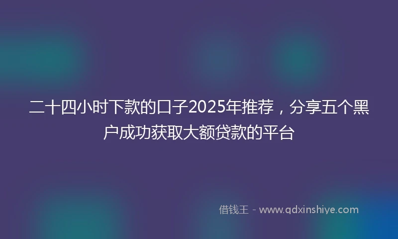 二十四小时下款的口子2025年推荐，分享五个黑户成功获取大额贷款的平台