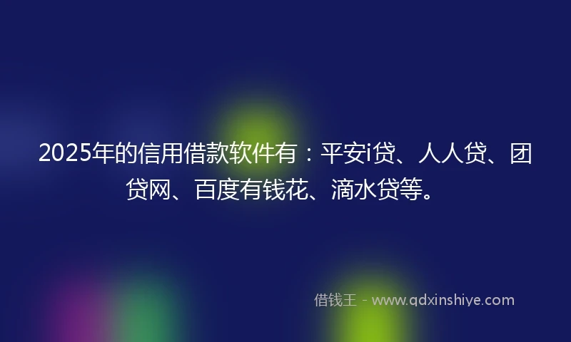 2025年的信用借款软件有：平安i贷、人人贷、团贷网、百度有钱花、滴水贷等。
