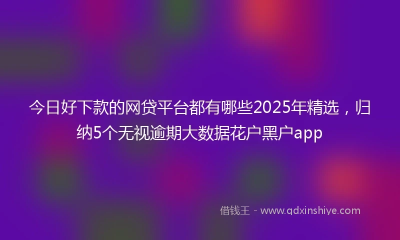 今日好下款的网贷平台都有哪些2025年精选，归纳5个无视逾期大数据花户黑户app