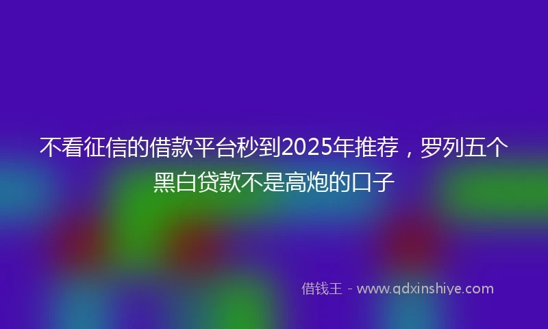 不看征信的借款平台秒到2025年推荐，罗列五个黑白贷款不是高炮的口子