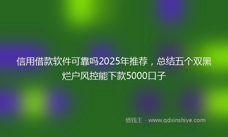 信用借款软件可靠吗2025年推荐，总结五个双黑烂户风控能下款5000口子