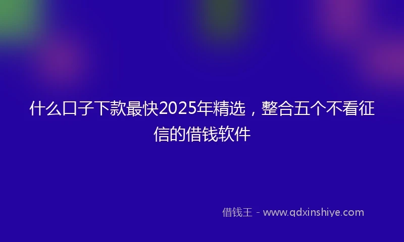 什么口子下款最快2025年精选，整合五个不看征信的借钱软件