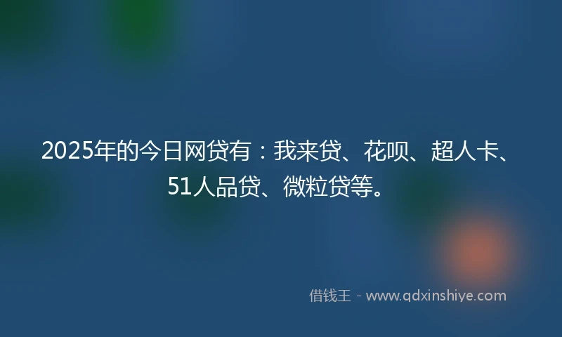 2025年的今日网贷有：我来贷、花呗、超人卡、51人品贷、微粒贷等。