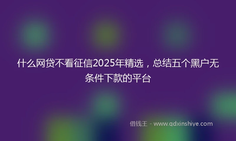 什么网贷不看征信2025年精选，总结五个黑户无条件下款的平台