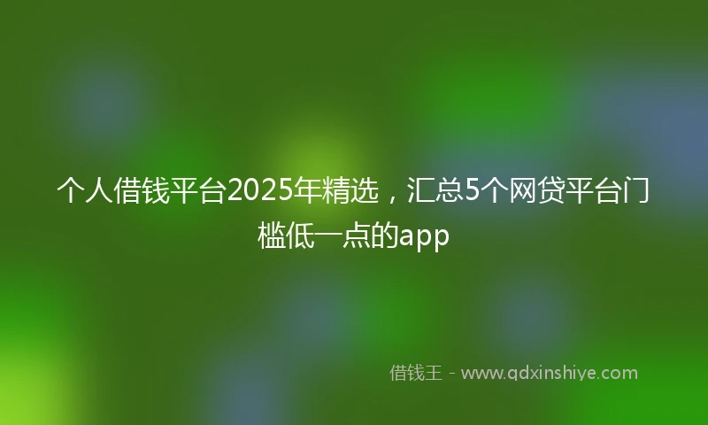 个人借钱平台2025年精选，汇总5个网贷平台门槛低一点的app