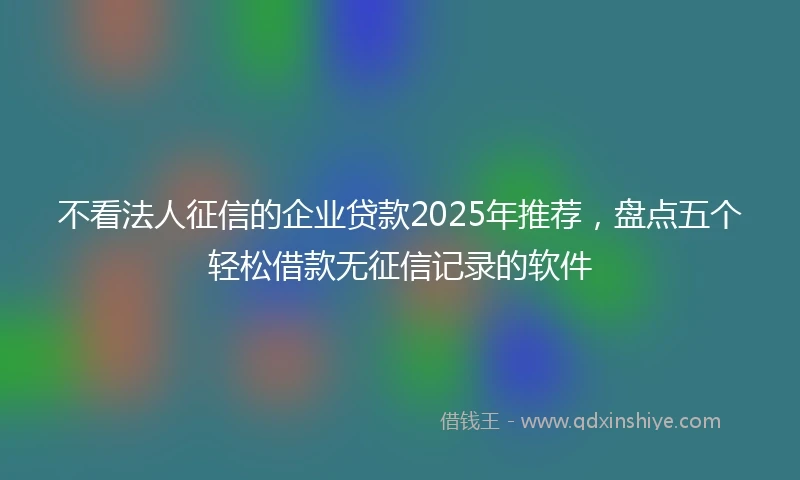 不看法人征信的企业贷款2025年推荐，盘点五个轻松借款无征信记录的软件