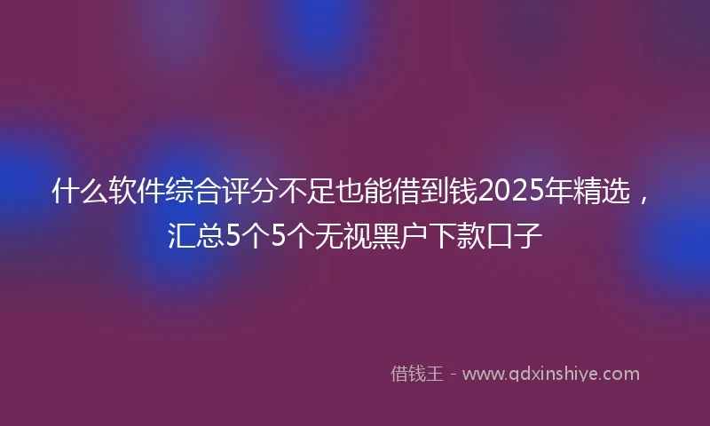 什么软件综合评分不足也能借到钱2025年精选，汇总5个5个无视黑户下款口子
