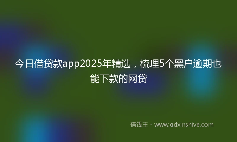 今日借贷款app2025年精选，梳理5个黑户逾期也能下款的网贷
