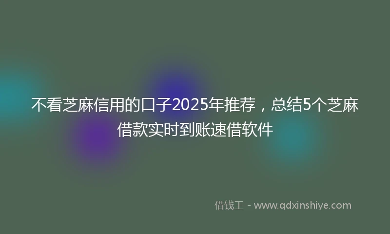 不看芝麻信用的口子2025年推荐，总结5个芝麻借款实时到账速借软件