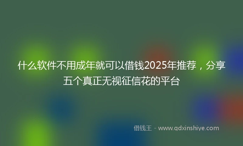 什么软件不用成年就可以借钱2025年推荐，分享五个真正无视征信花的平台