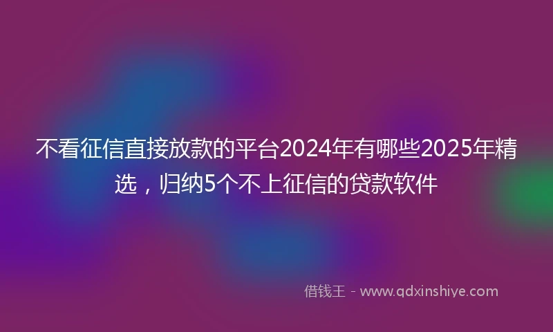 不看征信直接放款的平台2024年有哪些2025年精选，归纳5个不上征信的贷款软件
