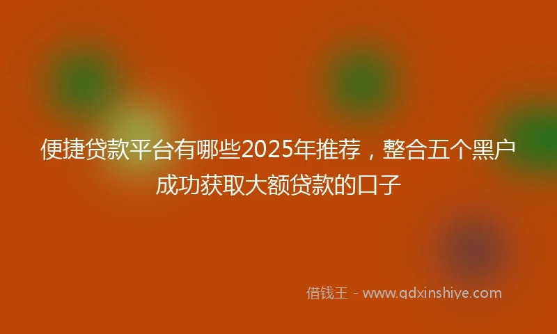 便捷贷款平台有哪些2025年推荐，整合五个黑户成功获取大额贷款的口子