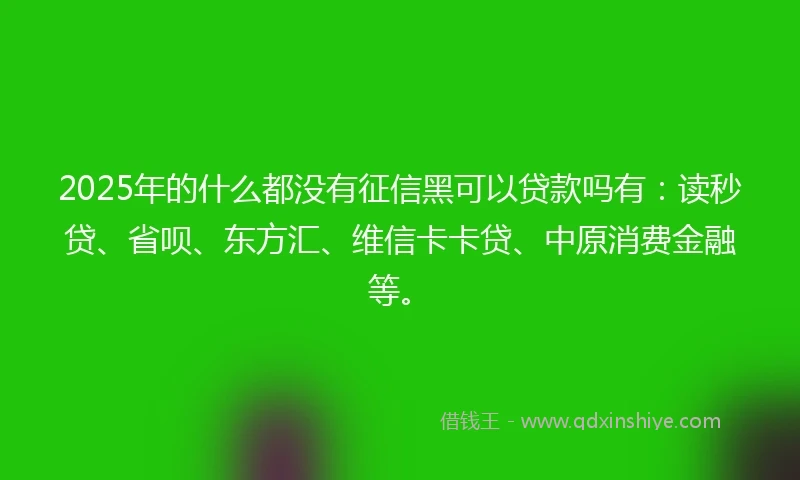 2025年的什么都没有征信黑可以贷款吗有：读秒贷、省呗、东方汇、维信卡卡贷、中原消费金融等。