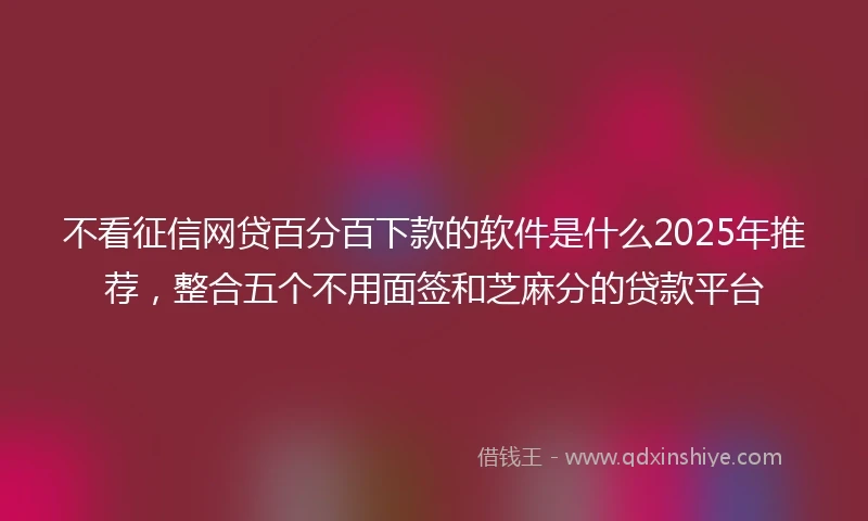 不看征信网贷百分百下款的软件是什么2025年推荐，整合五个不用面签和芝麻分的贷款平台