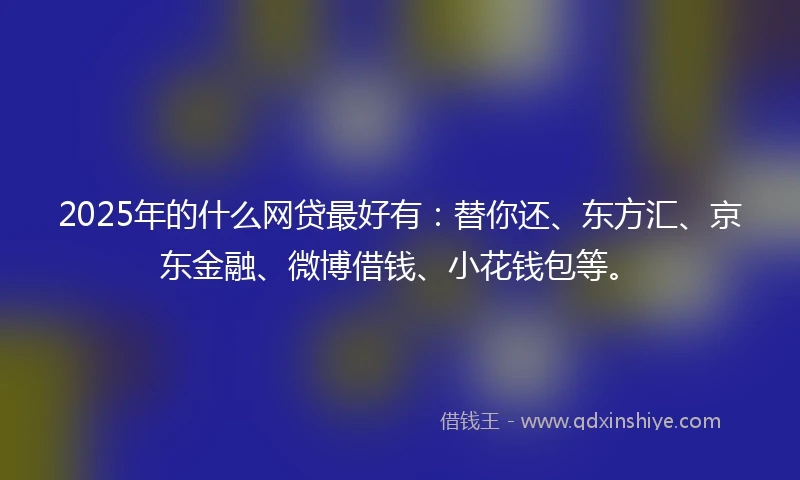 2025年的什么网贷最好有：替你还、东方汇、京东金融、微博借钱、小花钱包等。
