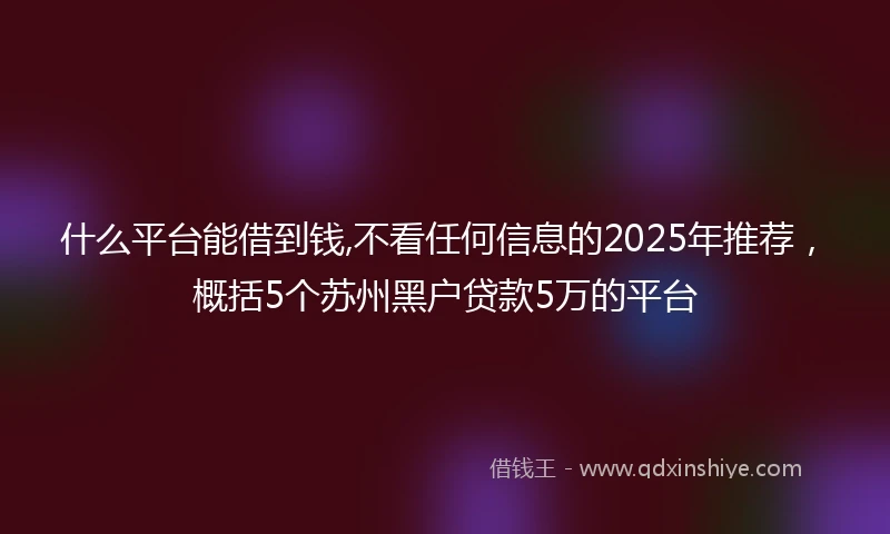 什么平台能借到钱,不看任何信息的2025年推荐，概括5个苏州黑户贷款5万的平台