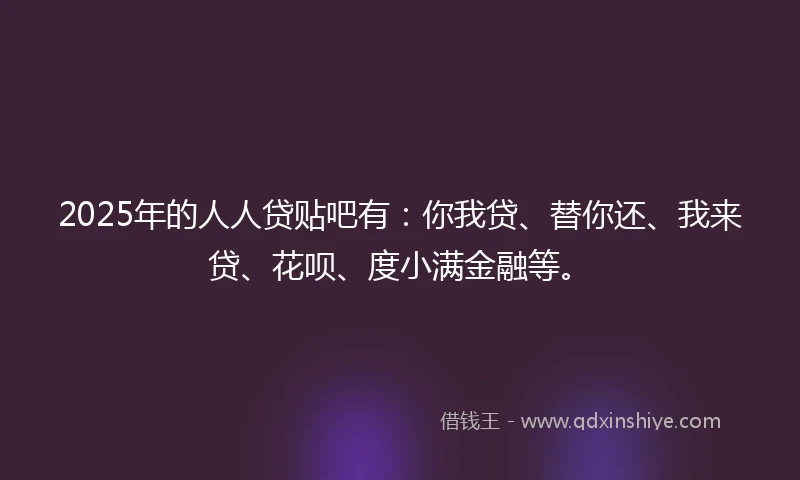 2025年的人人贷贴吧有：你我贷、替你还、我来贷、花呗、度小满金融等。