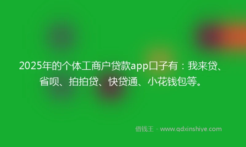 2025年的个体工商户贷款app口子有：我来贷、省呗、拍拍贷、快贷通、小花钱包等。