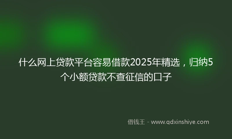 什么网上贷款平台容易借款2025年精选，归纳5个小额贷款不查征信的口子