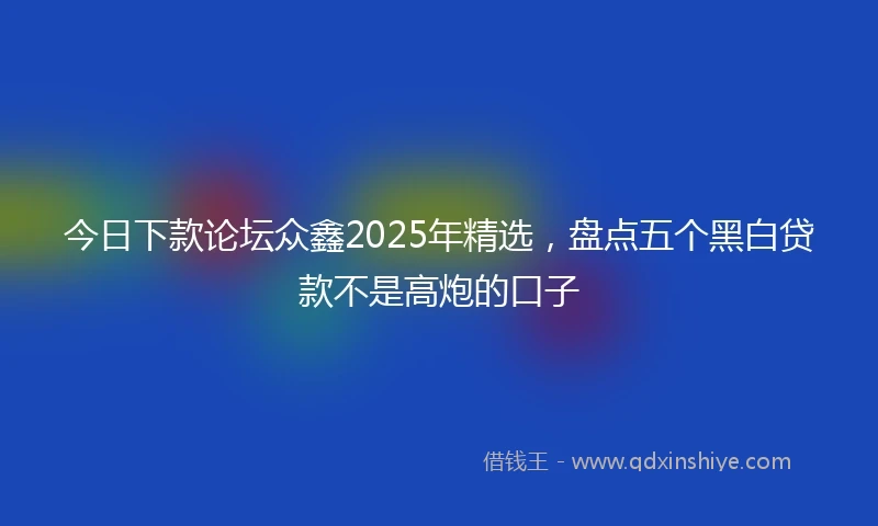今日下款论坛众鑫2025年精选，盘点五个黑白贷款不是高炮的口子