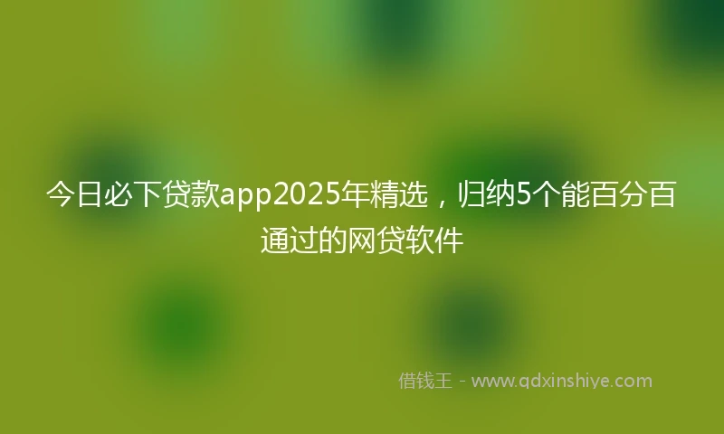 今日必下贷款app2025年精选,归纳5个能百分百通过的网贷软件