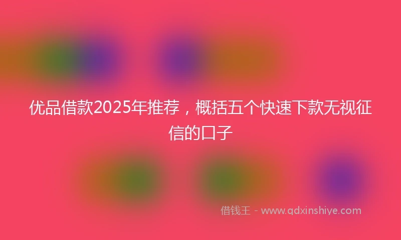 优品借款2025年推荐，概括五个快速下款无视征信的口子