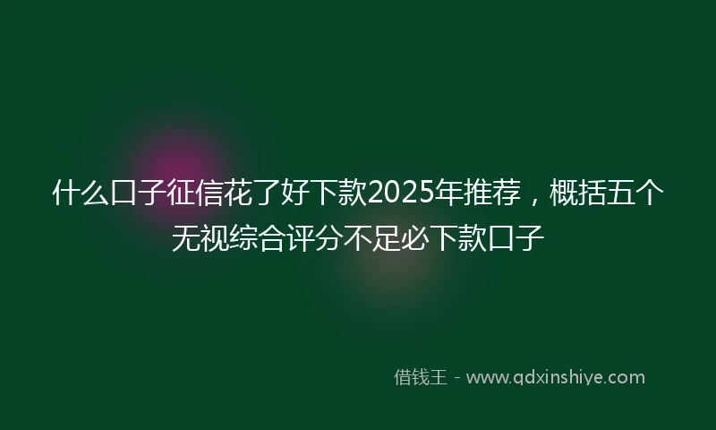 什么口子征信花了好下款2025年推荐，概括五个无视综合评分不足必下款口子