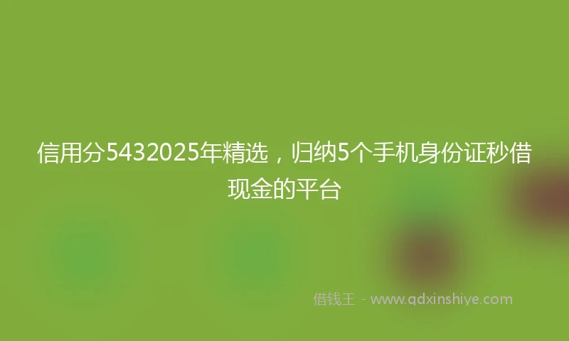 信用分5432025年精选，归纳5个手机身份证秒借现金的平台