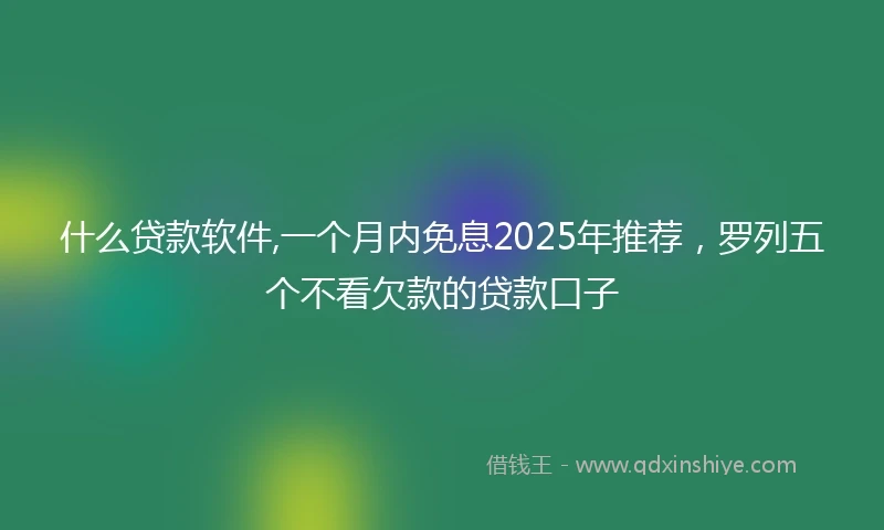 什么贷款软件,一个月内免息2025年推荐，罗列五个不看欠款的贷款口子