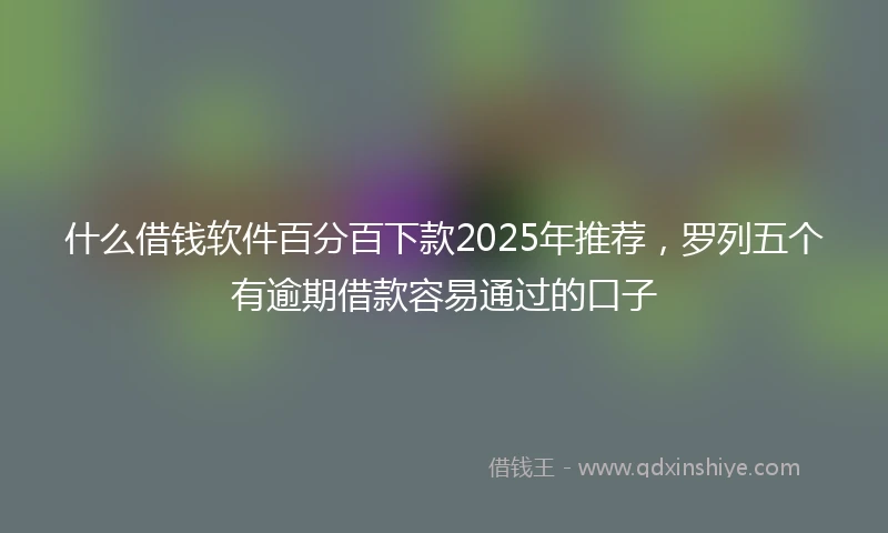 什么借钱软件百分百下款2025年推荐，罗列五个有逾期借款容易通过的口子