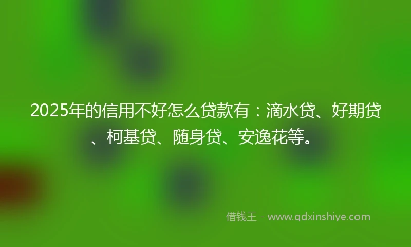 2025年的信用不好怎么贷款有：滴水贷、好期贷、柯基贷、随身贷、安逸花等。