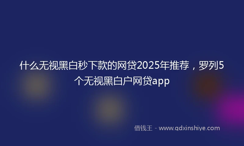 什么无视黑白秒下款的网贷2025年推荐，罗列5个无视黑白户网贷app