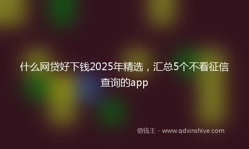 什么网贷好下钱2025年精选，汇总5个不看征信查询的app
