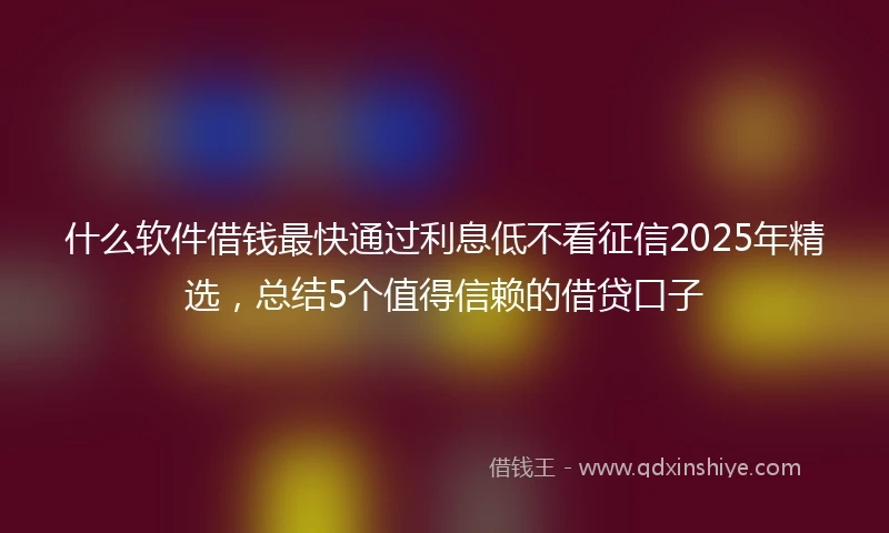 什么软件借钱最快通过利息低不看征信2025年精选，总结5个值得信赖的借贷口子