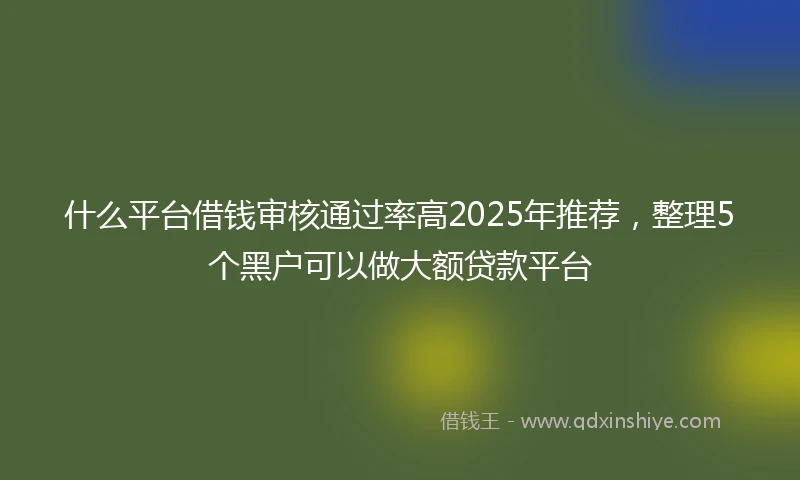 什么平台借钱审核通过率高2025年推荐，整理5个黑户可以做大额贷款平台