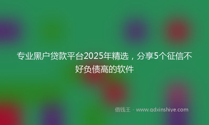 专业黑户贷款平台2025年精选，分享5个征信不好负债高的软件